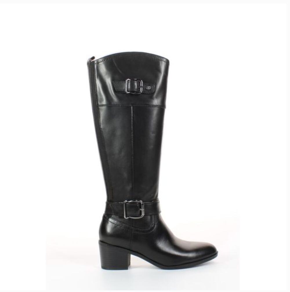 Bandolino Pries Knee High Boots 7.5 Black NWT Leather Riding Tall Equestrian